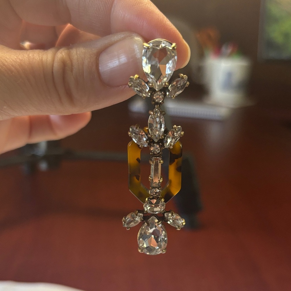 J. Crew Silver and Crystal Drop Earrings